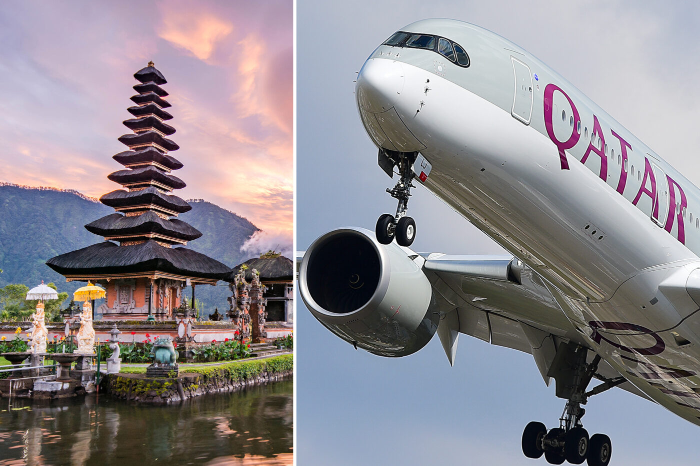 Bali and Qatar Airways plane