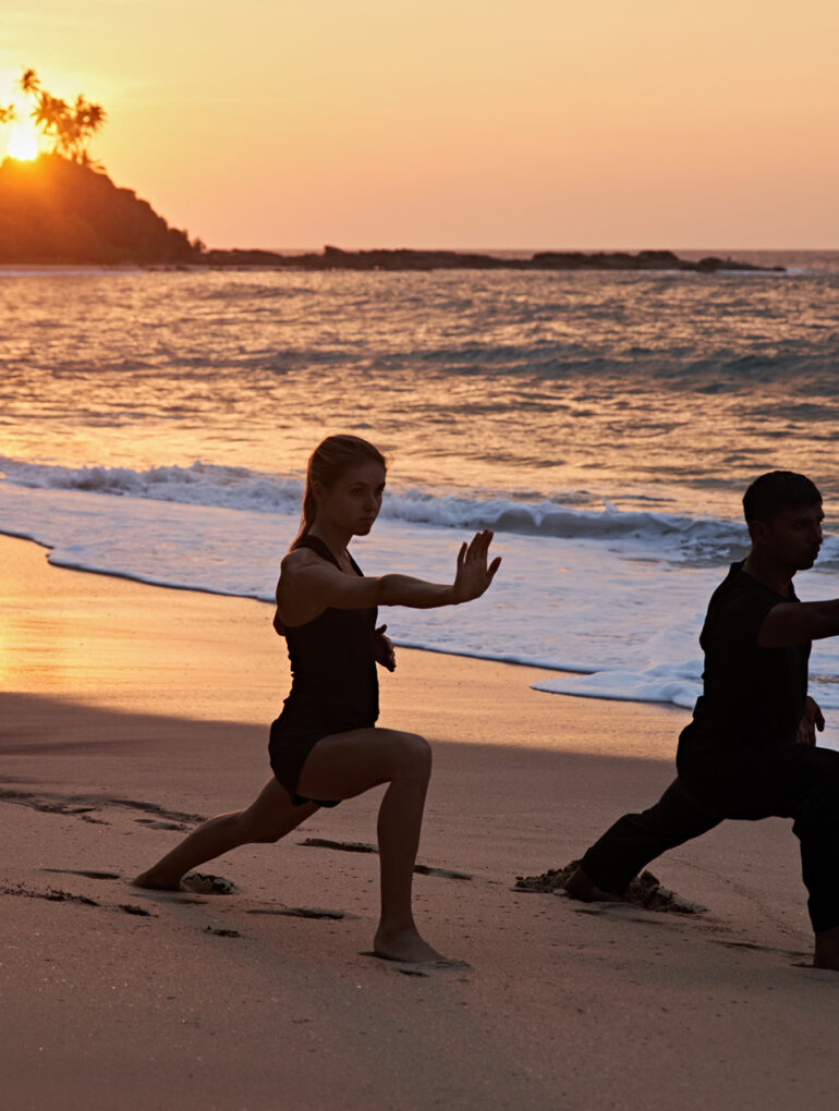 Amanwella beach yoga