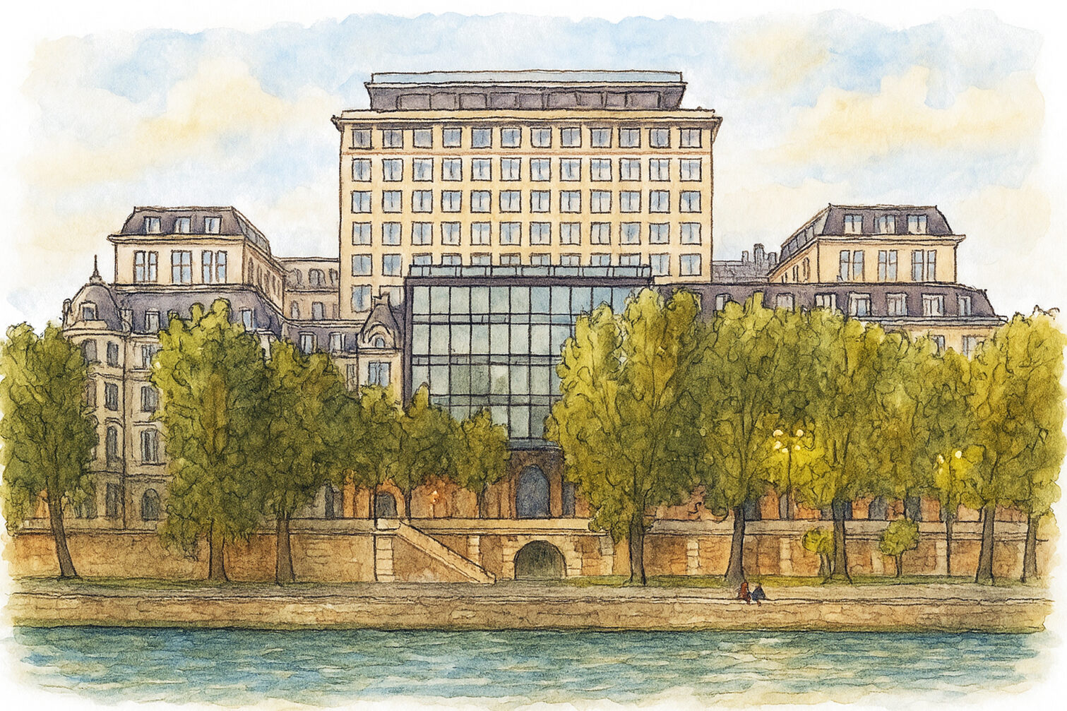 Illustrated sketch of SO/Paris hotel