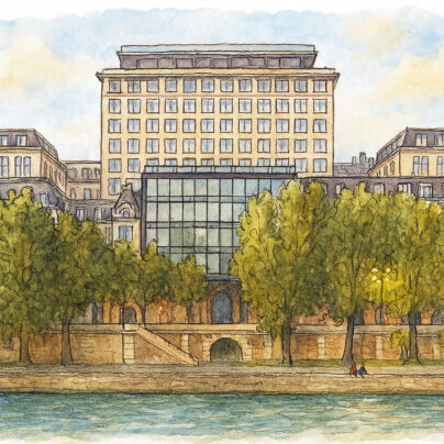 Illustrated sketch of SO/Paris hotel