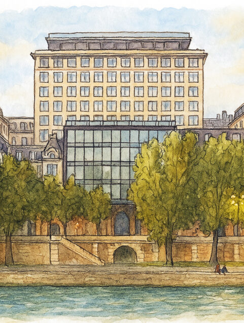Illustrated sketch of SO/Paris hotel