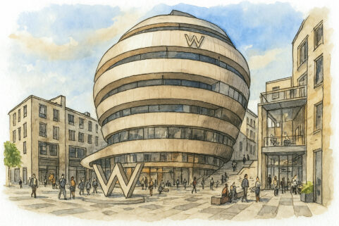 Illustrated sketch of W Edinburgh hotel