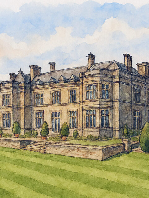 Illustrated sketch of Matfen Hall