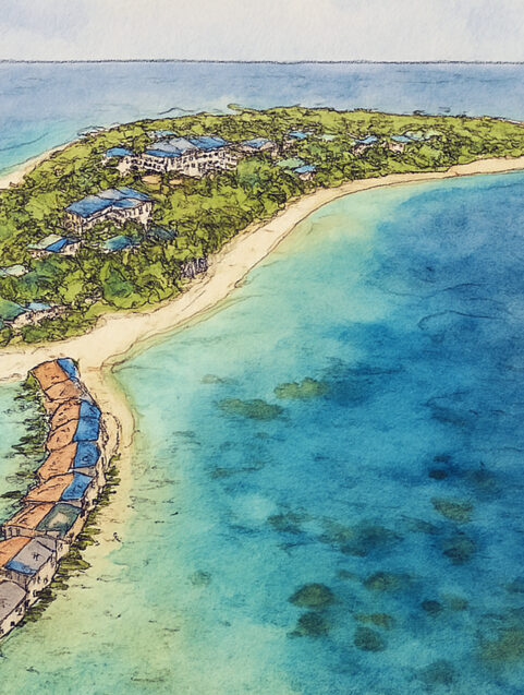 Illustrated sketch of Oaga Art Resort Maldives