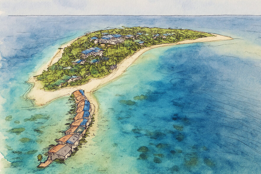 Illustrated sketch of Oaga Art Resort Maldives