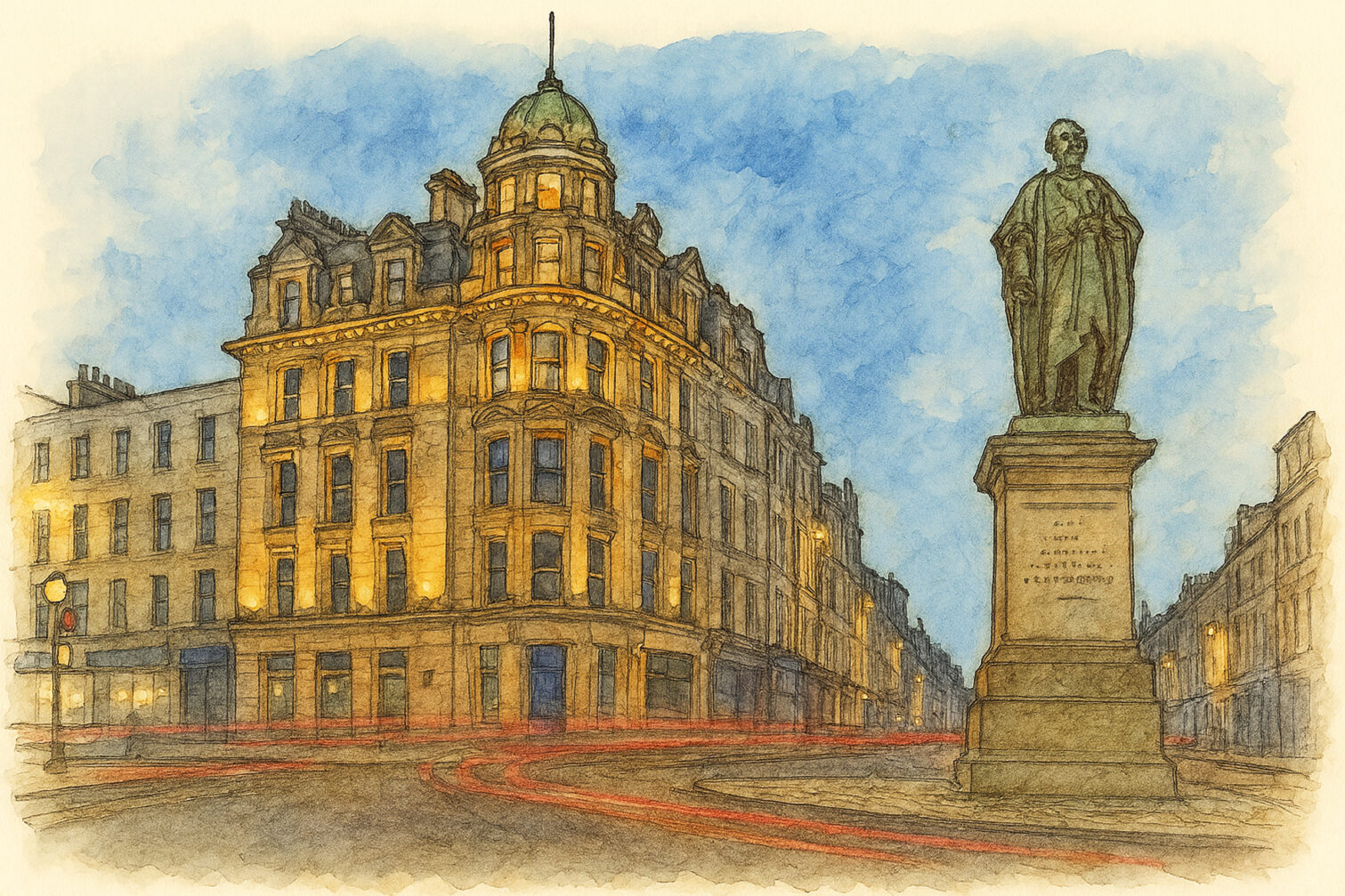 Illustrated sketch of RÌGH Residences in Edinburgh