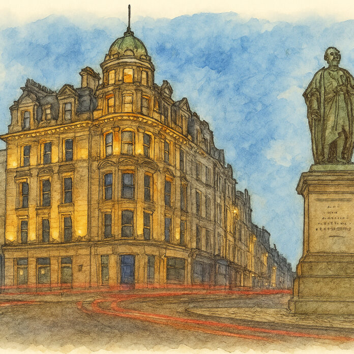 Illustrated sketch of RÌGH Residences in Edinburgh