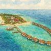 Illustrated sketch of The Westin Maldives Miriandhoo Resort