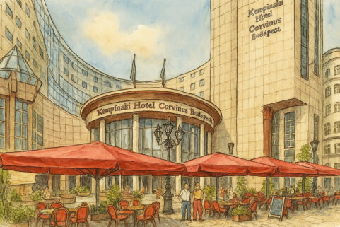 Illustrated sketch of Kempinski Hotel Corvinus Budapest
