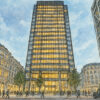 Illustrated sketch of Pan Pacific hotel in London